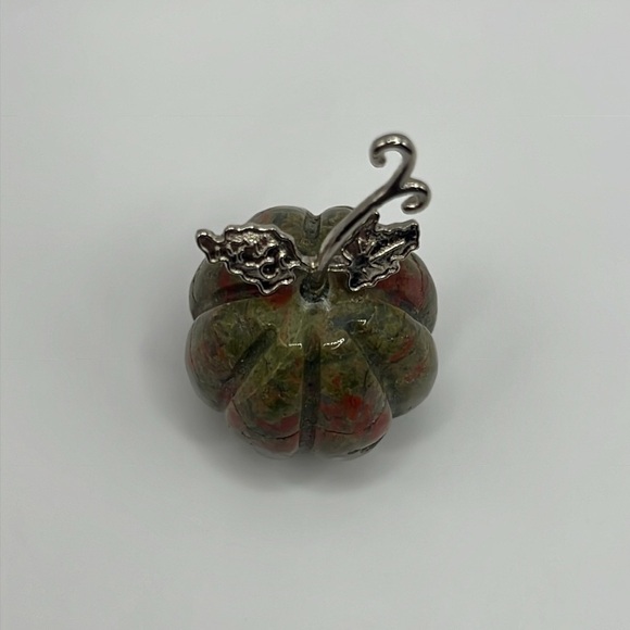 Unakite Jasper Polished Carved Pumpkin - Picture 4 of 6